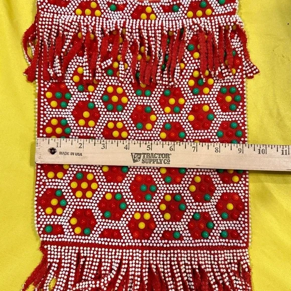 Vintage Beaded Fringe Shoulder Bag Crossbody Red Boho Ethnic Festival Purse HK - Picture 2 of 15
